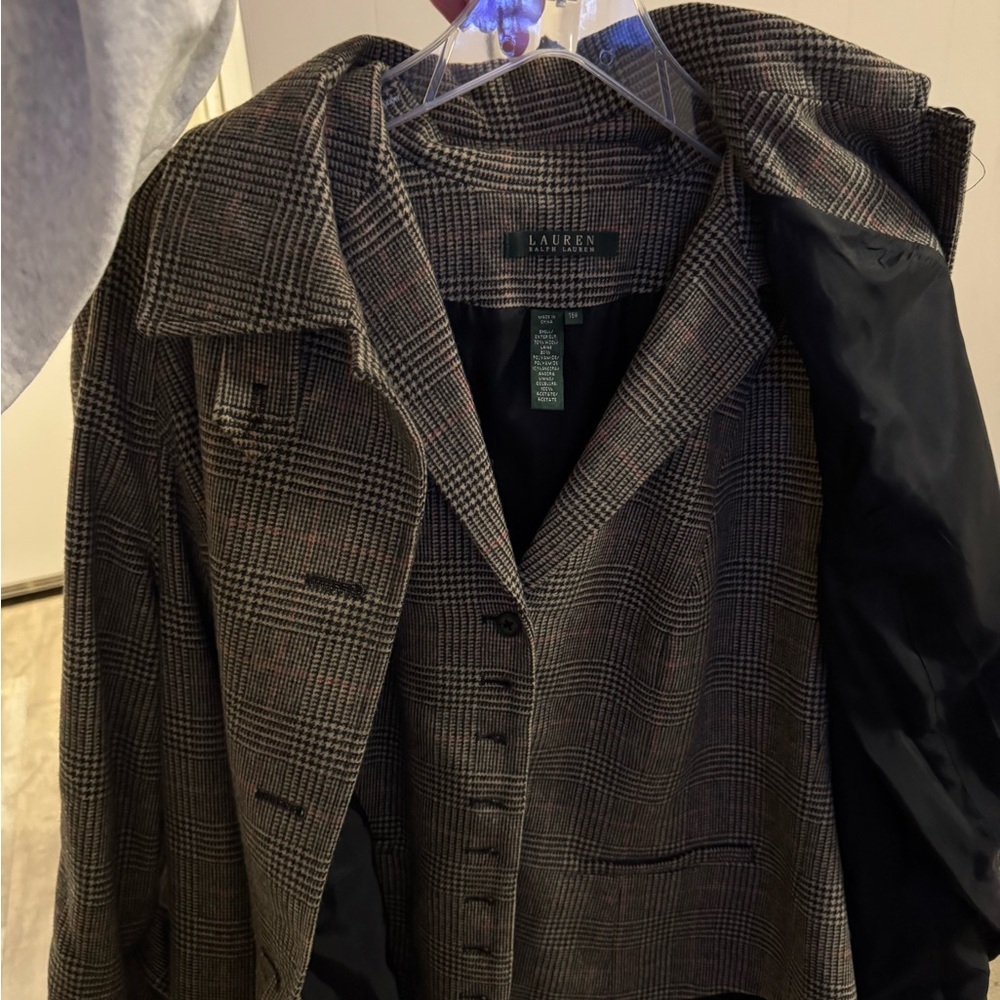 Ralph Lauren Gray and Red Checkered Blazer